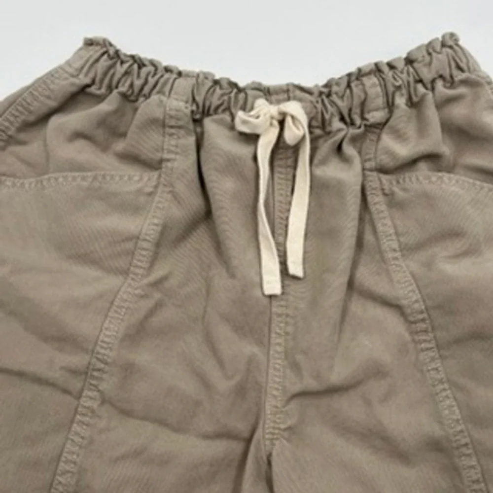 Aerie Women Small Khaki‎ Tan Paperbag Waist Utility Shorts Cotton Lyocell Blend